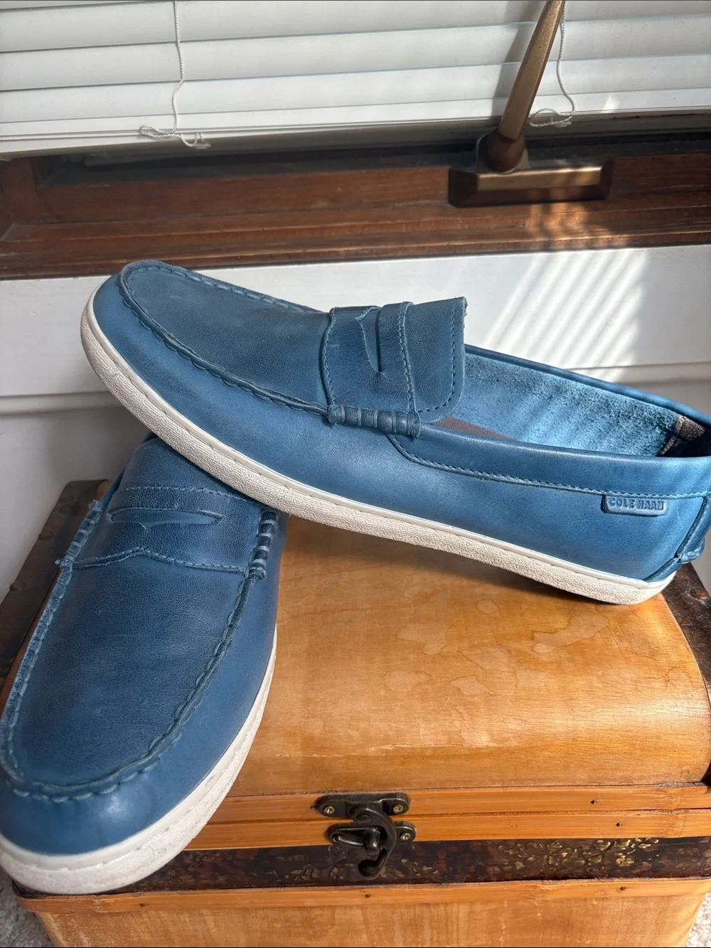 Cole Haan Blue Casual Slip-On Penny Loafers